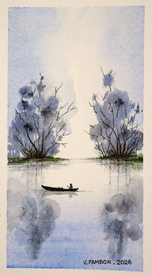 Paysage bleu